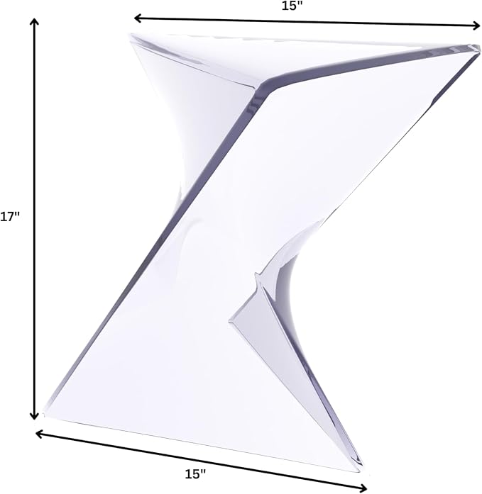 LeisureMod 15.75" Clear Stackable Plastic Side Table - Weather-Resistant Triangular Accent Table for Living Room, Patio, or Backyard