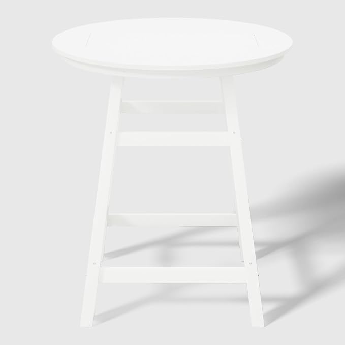 WestinTrends Outdoor 35" HDPE Round Patio Counter Height Bar Table, White