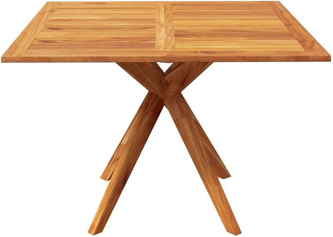 vidaXL Square Patio Table - Outdoor Dining Furniture in Solid Acacia Wood, Sturdy Cross Legs, Easy Assembly and Maintenance, Brown, 43.3"x43.3"x29.5"