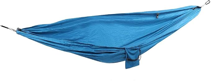 Breathable Hanging Chair Bed, 260x140cm Dual Use Portable Hammock Swing, Garden Hammock with Steel Buckle for Camping Courtyard Corridor Outdoor (Peacock Blue)