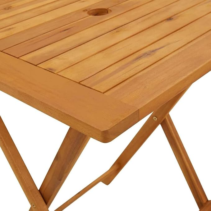 Solid Acacia Wood Folding Patio Table 23.6x23.6x29.5 Inches, Outdoor Dining Table with Natural Oil Finish, Space-Saving Design for Garden, Farmhouse Style Side