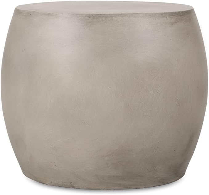 Richie Outdoor Lightweight Concrete Side Table, Light Gray