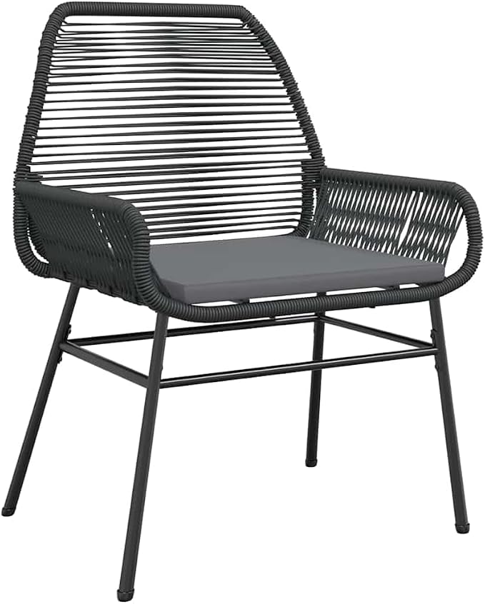 3 pcs Set Patio Dining Set & Outdoor Patio Furniture Set Black PE Rattan Garden Dining Set Balcony Furniture for Front Porch Lawn Backyard 31.5 x 31.5 x 29.1 in
