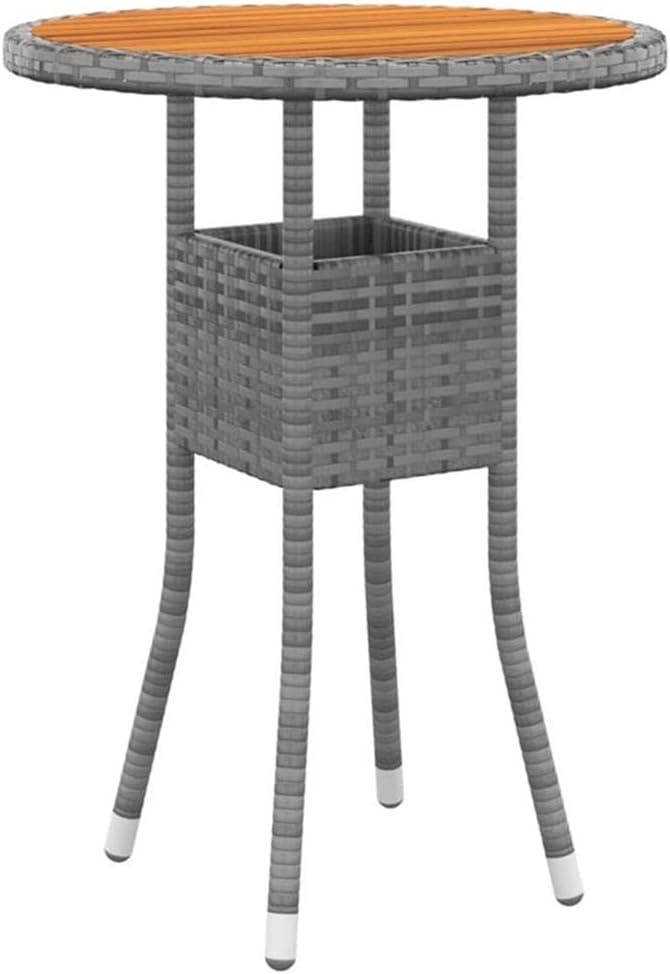Afuera Living 3-Piece Poly Rattan Garden Dining Set, Gray Finish, Weather-Resistant with Powder-Coated Steel Frame, Round Table 23.6in Wide x 29.5in Tall, Plush Cushioned Chairs, Ideal for Patio or