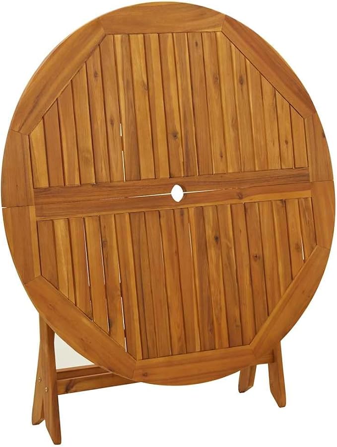 vidaXL Round Folding Garden/Patio Table - Weather-Resistant & Foldable Design - 43.3" Solid Acacia Wood - Round/Brown - Outdoor Furniture