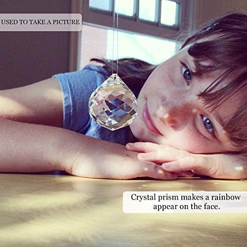 Merrynine 30mm/1.18" 20pcs Crystal Prism Suncatcher for Windows Hanging, Clear Glass Crystal Sun Catcher Beads for Pendants Maker, Crystal Balls for Indoor Window, Feng Shui, Women Girl Gifts