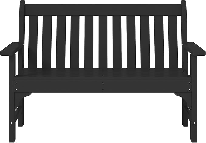 WestinTrends Malibu 3-Piece HDPE Outdoor Patio Furniture Couch and Coffee Table Set, Black