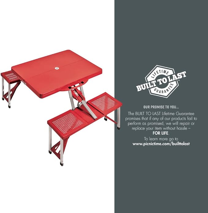 PICNIC TIME NCAA Texas Tech Red Raiders Folding Picnic Table - Camping Table - Outdoor Table with Umbrella Hole, (Red)