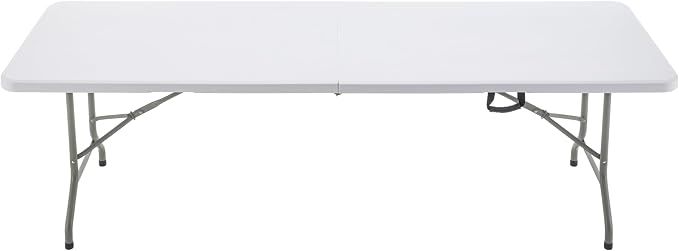 BTEXPERT 8-Foot - 96" Long White Plastic Folding Table Portable 30" Wide, 29" High, Indoor Outdoor Events Banquet Dining Party Patio