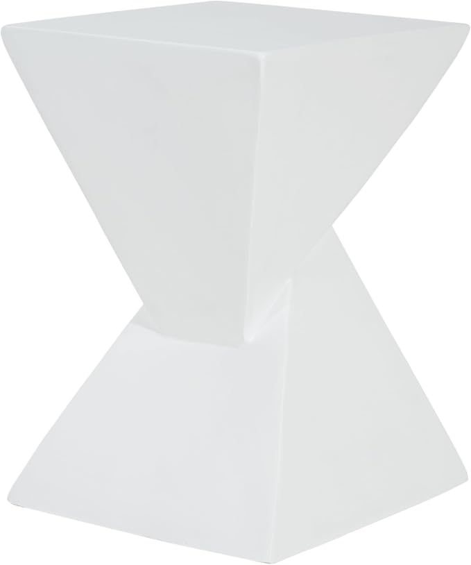 Christopher Knight Home Ginues Lightweight Concrete Square Coffee Table, Indoor and Outdoor Side Table for Living Room, MGO Small Side Table, Two-Tone Design, No Assembly Needed, White