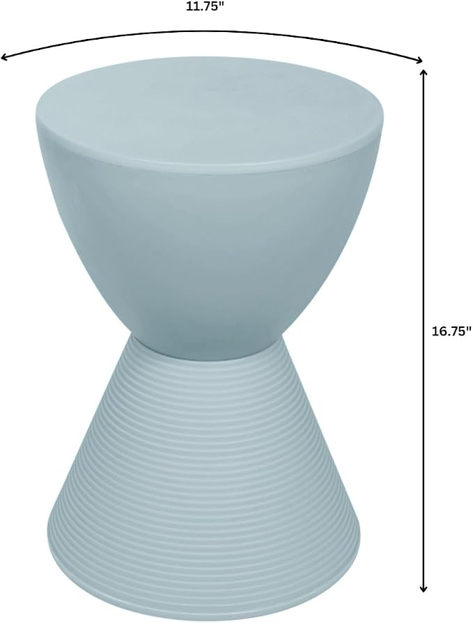 LeisureMod Modern Hourglass Side Table - ABS Shell Drum End Table with Storage for Indoor & Outdoor Use, Dusty Blue