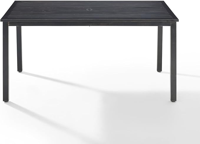 Crosley Furniture Kaplan 6-Person Rectangular Outdoor Dining Table with Umbrella Hole for Outside Patio, Oil-Rubbed Bronze