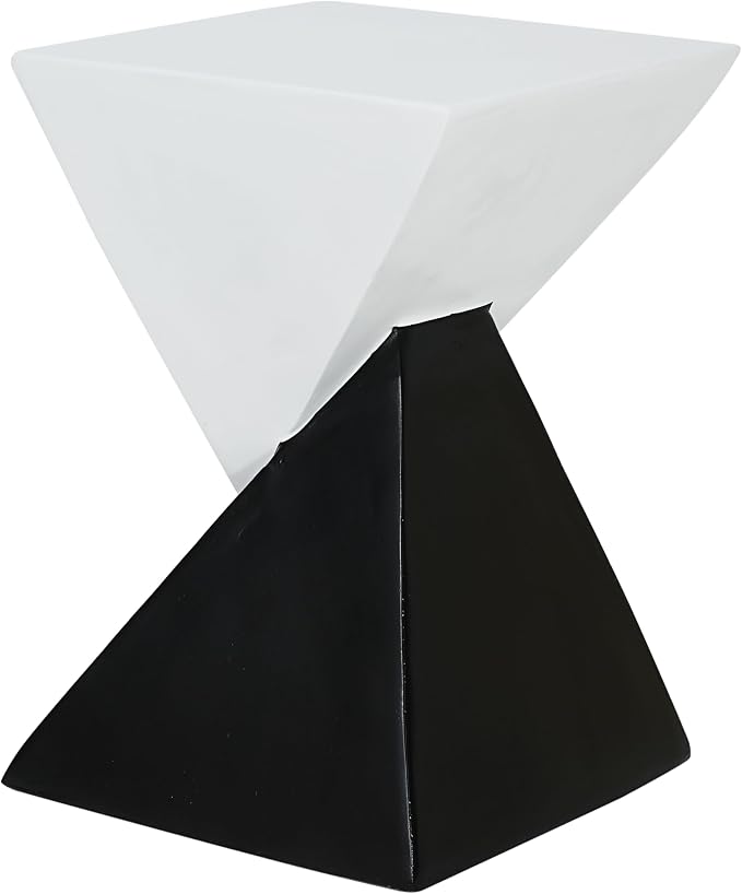 Christopher Knight Home Ginues Lightweight Concrete Square Coffee Table, Indoor and Outdoor Side Table for Living Room, MGO Small Side Table, Two-Tone Design, No Assembly Needed, Black+White