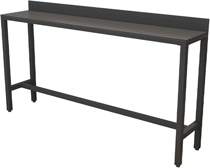 Outdoor Bar Table, Patio Pub Height Table with Anti-Fall Baffle, All-Weather Bar Height Counter Table, Narrow Dining Table for Hot Tub, Garden & Backyard(Color:Black+Black,Size:L-78.7in)