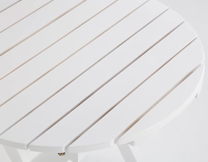 Outdoor Small Table, Round Folding Wooden Patio Side Table Furniture End Table for Adirondack Chair, Balcony, Porch, No Assembly Required, White