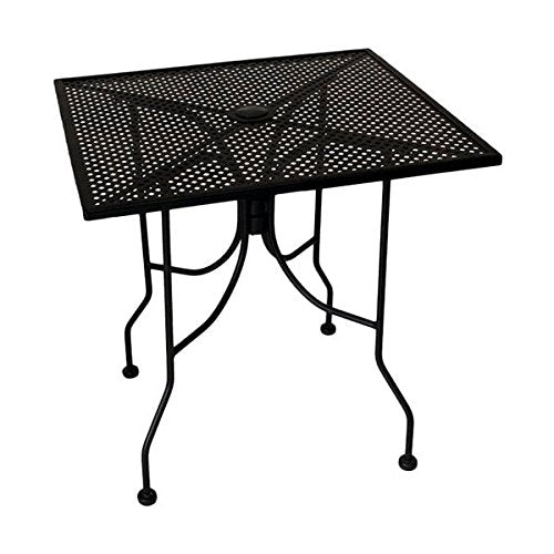 American Tables & Seating ALM3030 Outdoor Table, Square Mesh Top with Umbrella Hole, Powder Coat, 30" x 30" x 29", Black