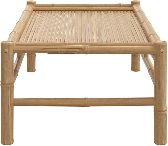 vidaXL Bamboo Patio Coffee Table - Outdoor Furniture with Durable Material and Easy-to-Clean Surface, 39.4"x21.7"x13" Dimensions, Assembly Required