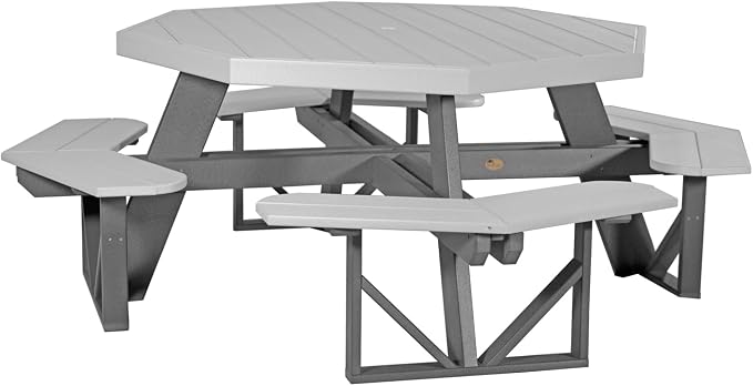 Furniture Barn USA Poly Lumber Octagon Picnic Table, Dove Gray & Slate
