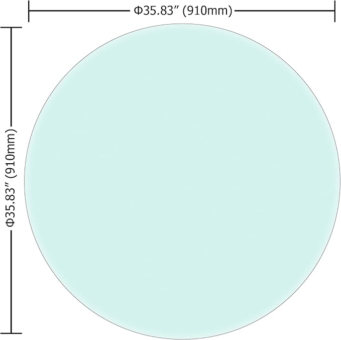 36 Inch Round Transparent Tempered Glass Table Top, Clear Table Surface Protector, Safe 1/2" Thick-Beveled Polished Edge, Replacement Glass Top for Home, Office, Patio, Outdoor/Indoor