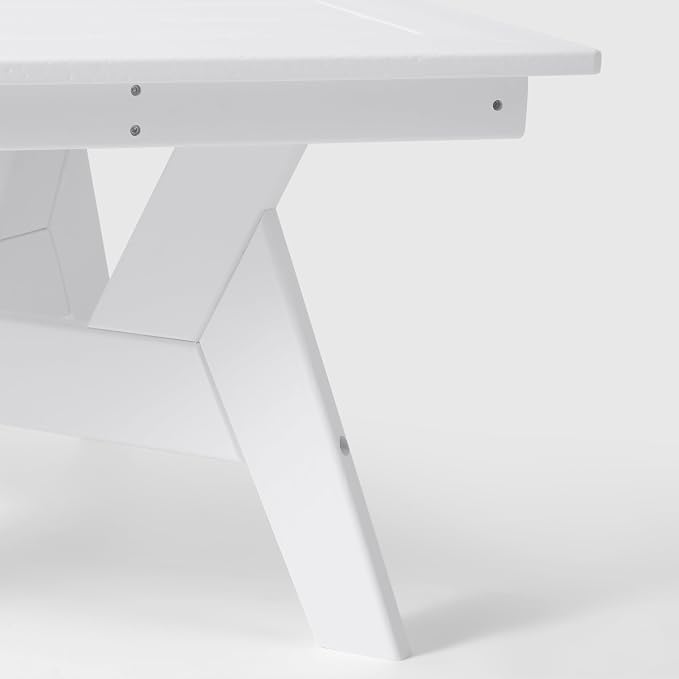WestinTrends Avalon Modern Low Outdoor Patio Square HDPE Coffee Table, White