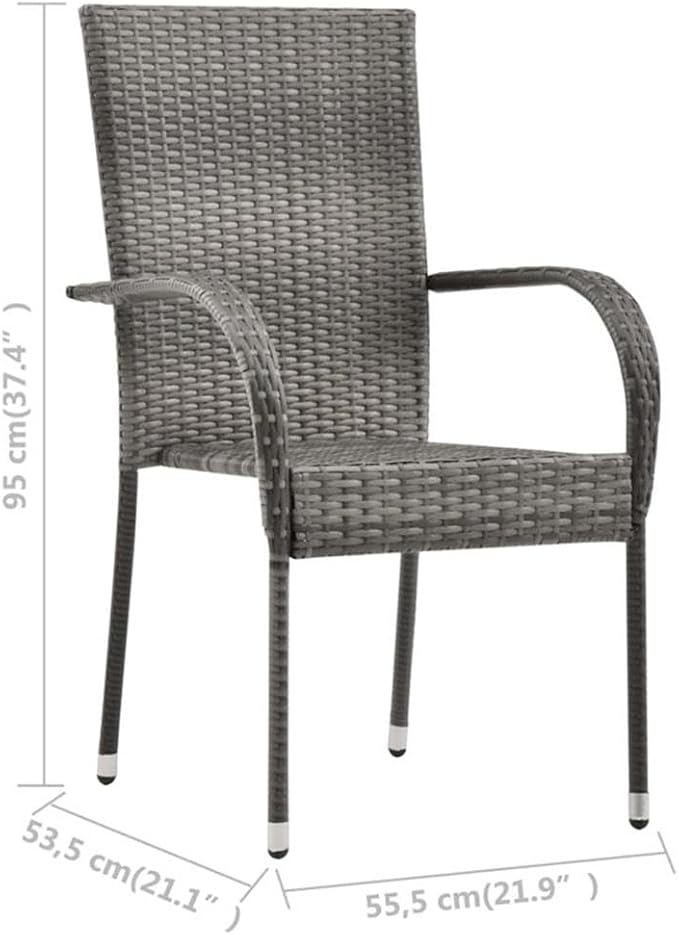 Afuera Living 7-Piece Patio Dining Set, Solid Acacia Wood Table and Chairs, Gray Finish, Weather-Resistant PE Rattan, Powder-Coated Steel Frame, Rectangular 78.7 x 35.4 in Table for Garden or Terrace