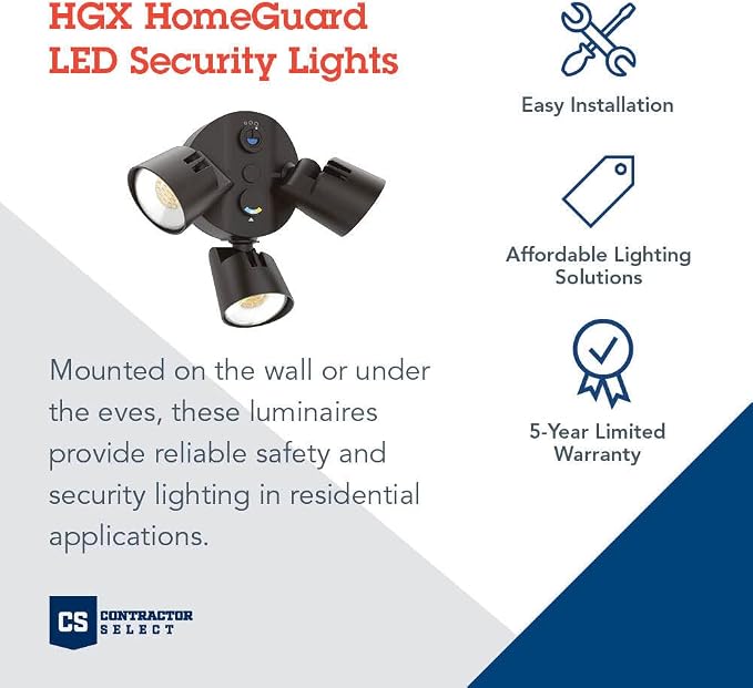 Lithonia Lighting HomeGuard 3-Light LED Outdoor Flood Lights, Dusk to Dawn | Dark Bronze Outdoor LED Lights, Adjustable Lumens, Selectable Color, Round Heads (HGX LED 3RH ALO SWW2 120 PE DDB)
