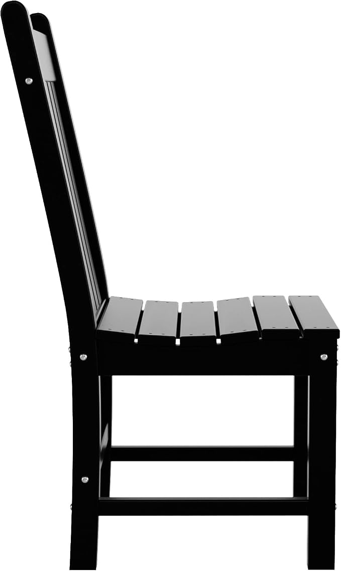 WO Home Furniture Adirondack Patio Dining Chair Table Bench Set of 6 PCS Rectangle Dinner Table Dining Armless Chairs (Black)