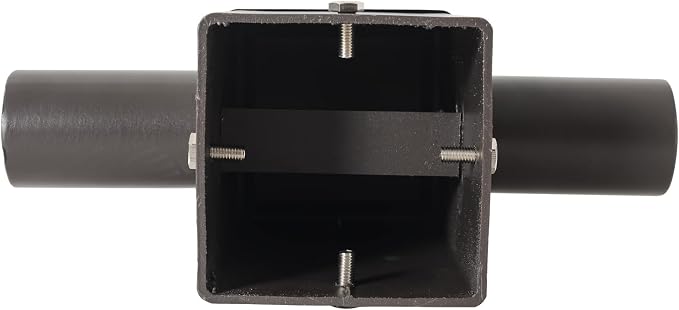 180 Degree Square Horizontal Tenon Adaptor with 2 Arms for 4 inch Square Pole, Thicker 2 Horizontal Mounting Bracket with Accessories Pole Light Adapter, Bronze Steel, Slip Fitter Mount Converter