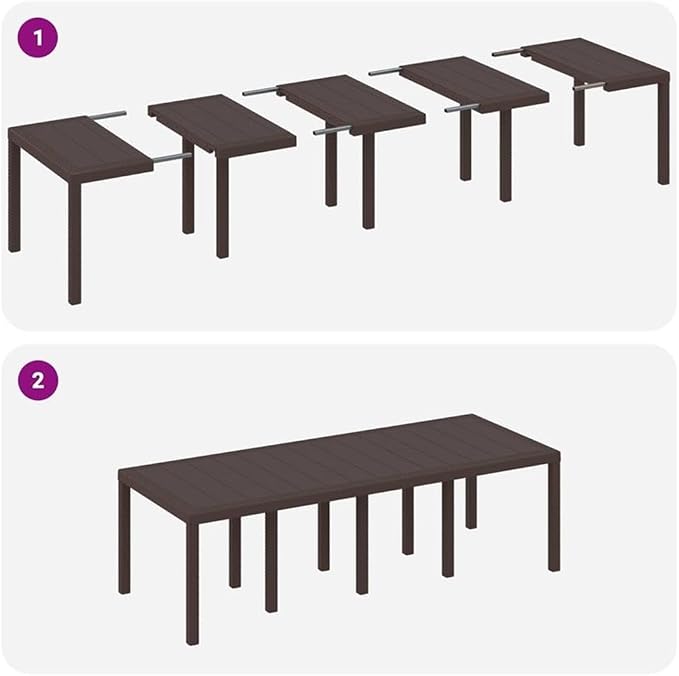 Afuera Living Contemporary Poly Rattan Patio Dining Set, Brown Finish, UV-Resistant Outdoor Furniture, Foam Cushions, Rectangular Table, Seats 8, Lightweight Design for Gardens and Terraces