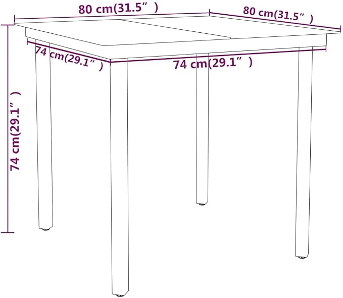 3 Piece Patio Dining Set, Black Outdoor Table and Chairs for Garden and Balcony, Includes 31.5 Inch Glass Top Square Table and 2 PE Rattan Chairs, Bistro Set for Small Spaces