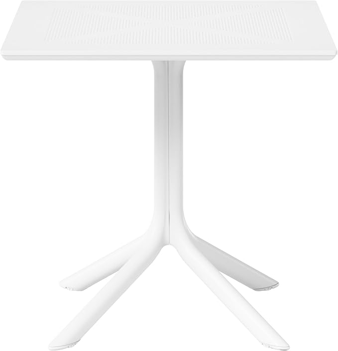 WestinTrends Playa 31.5" Square Plastic Outdoor Patio Dining Table for 4, White