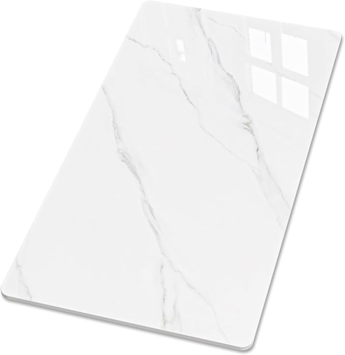 Rectangle Table Top,55.1” x 27.6” White Sintered Stone Tabletop, DIY Replacement & Cover Marble Desktop, Scratch & Wear Resistant, Easy to Clean, Suitable for Indoor & Outdoor