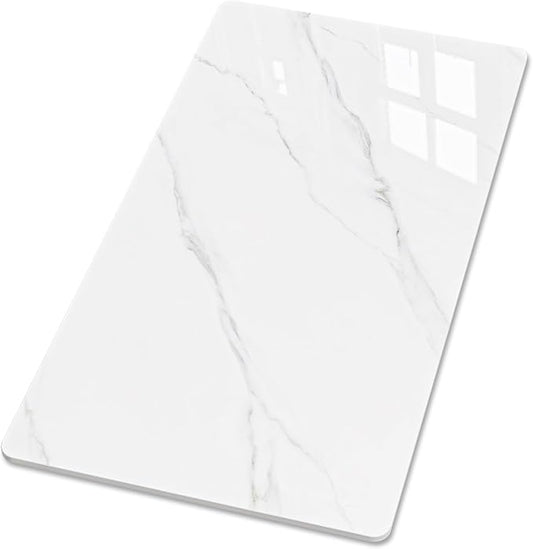 Rectangle Table Top,55.1” x 27.6” White Sintered Stone Tabletop, DIY Replacement & Cover Marble Desktop, Scratch & Wear Resistant, Easy to Clean, Suitable for Indoor & Outdoor