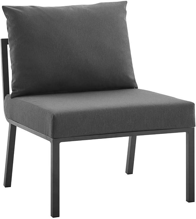 Modway Riverside 7 Piece Outdoor Patio Aluminum Set, 85.5 x 114 x 28, Gray Charcoal