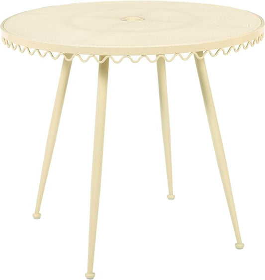 First of a Kind Wrought Outdoor Dining Table in Cream Iron