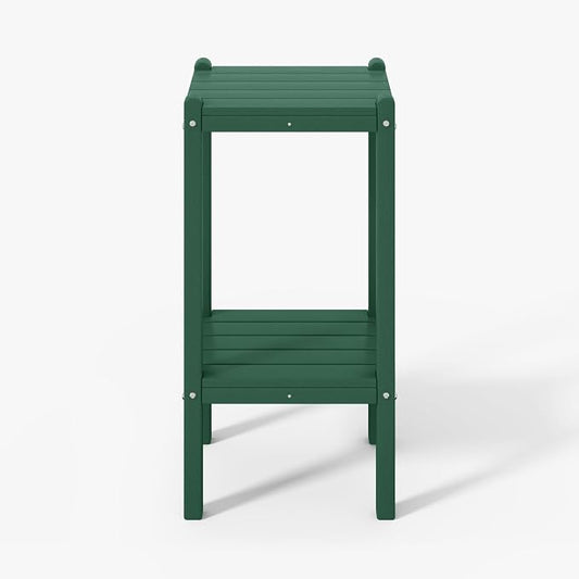 WestinTrends Malibu 36" Outdoor Adirondack HDPE 2-Tier Patio Side Table, Dark Green