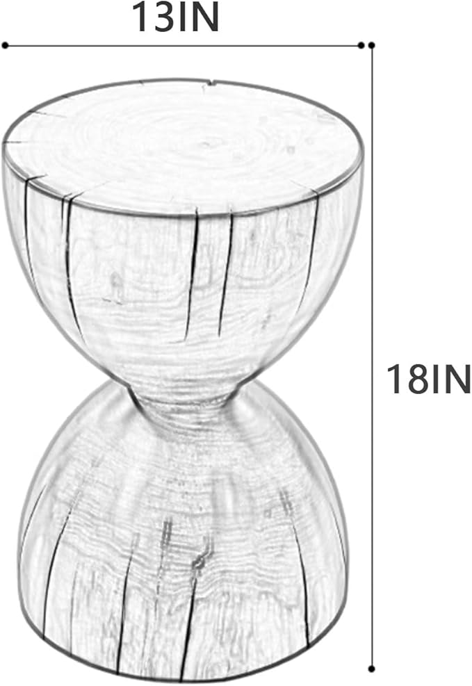 Wood Side Table、Round Wood Coffee Table, Wooden Stool, Side Table, Round end Tables Living Room(Color:Log Color)