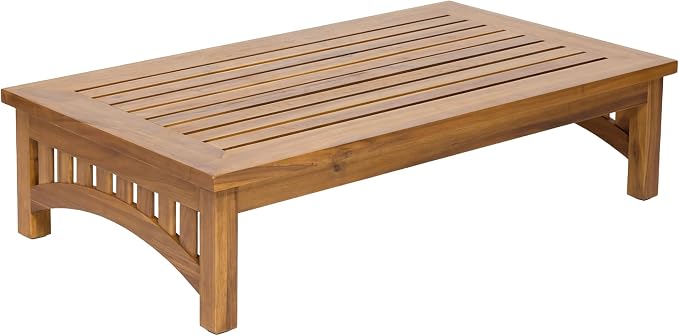 Christopher Knight Home 49" Acacia Wood Outdoor Coffee Table, Slatted Patio Table, Mid Century Modern Low Profile Small Outdoor Table Patio Furniture for Living Room Backyard Poolside Balcony, Natural