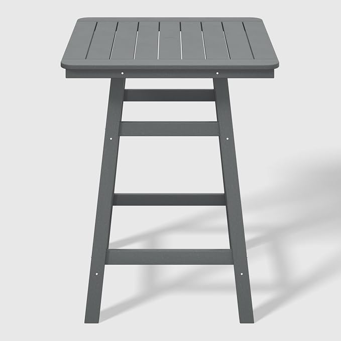 WestinTrends Malibu Square Outdoor Patio Counter High Bistro Bar Table with Umbrella Hole 37" Tall, Gray