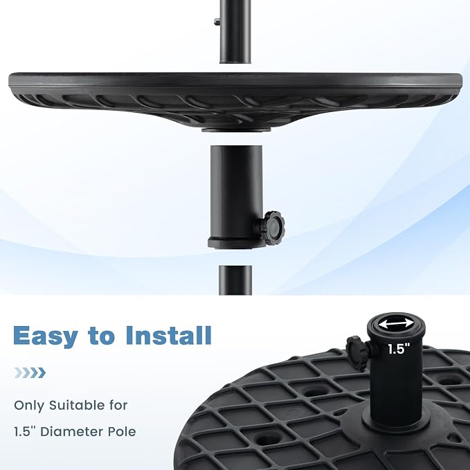 Giantex Umbrella Pole Table Tray - 20" Outdoor Side Table with 1.5" Umbrella Hole, Height Adjustable Knob, All-Weather PE Matrial, for Patio, Backyard, Deck, Garden, Poolside, Black