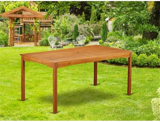 East West Furniture BCMTRNA Outdoor Dining Table - a Rectangle Acacia Wood Table, 36x63 Inch, Natural Oil