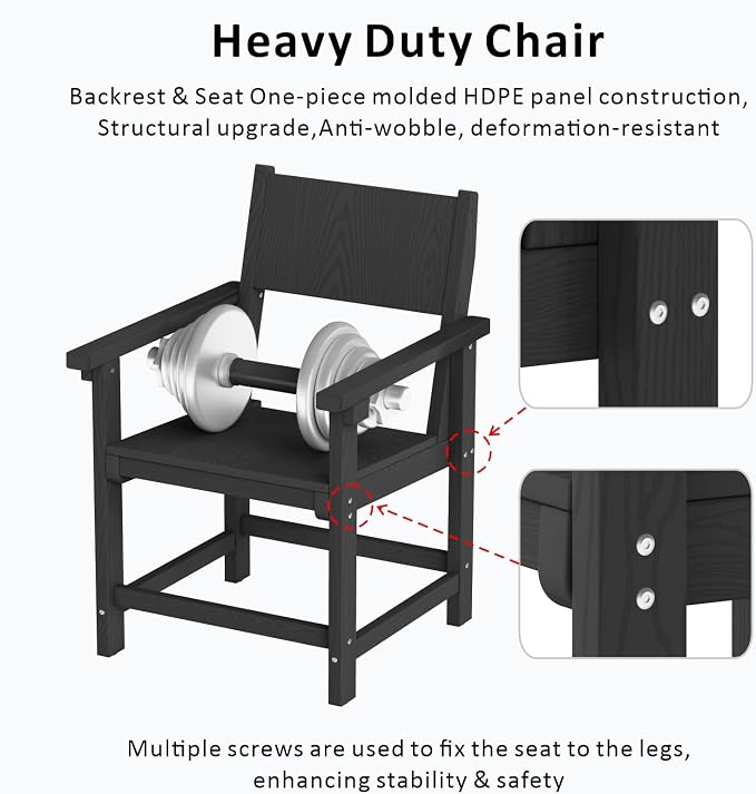 9-Piece HDPE Outdoor Patio Dining Set,Outdoor Table and Chairs,Modern Plastic Dining Sets with Umbrella Hole Cut-Out Table and 8 Chairs Black