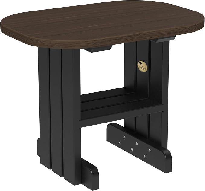 LuxCraft Poly Small Table Stand, Outdoor Side Tables for Patio, Weatherproof Patio End Table for Outside, Eco Friendly and UV Resistant HDPE - Amish Made in USA (Brazilian Walnut & Black)