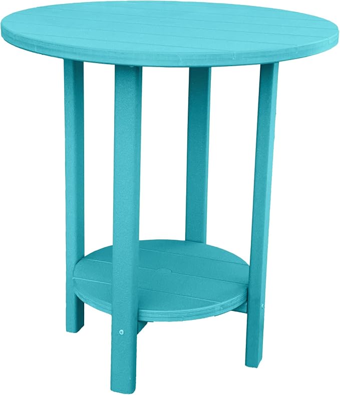 Phat Tommy Round Bar Height Patio Table - Outdoor Bar Table - Balcony Height Patio Furniture for Your Deck - Poly Outdoor Furniture, Teal