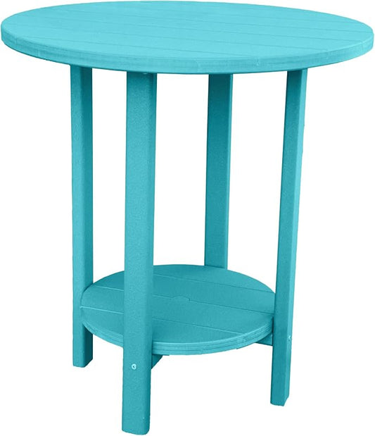 Phat Tommy Round Bar Height Patio Table - Outdoor Bar Table - Balcony Height Patio Furniture for Your Deck - Poly Outdoor Furniture, Teal