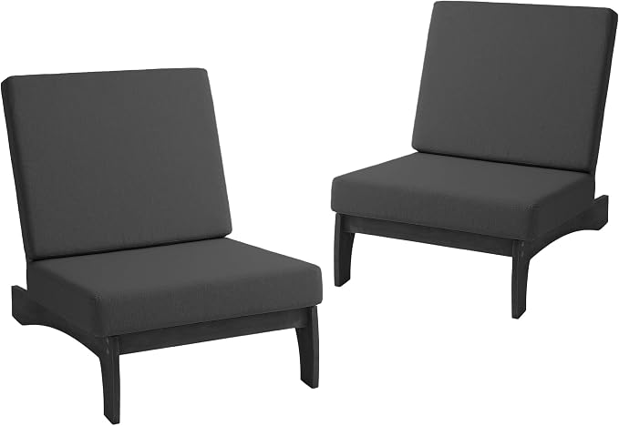 Pia Ricoo Patio Chairs Set of 2, Heavy Duty Wood Patio Furniture Set with Thick Cushions, Bistro Set All-Weather Outdoor Chairs for Balcony, Deck, Poolside, Porch - Dark Gray/Dark