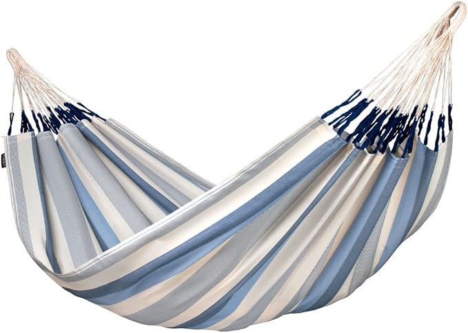 LA SIESTA Brisa Double Outdoor Hammock — Colombian-Made Polypropylene, UV & Weather Resistant, for Backyard & Patio - Sea Salt