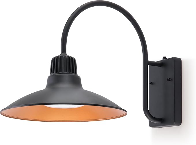 LUTEC Dusk to Dawn Wall Sconces Outdoor Gooseneck LED Barn Light Exterior Porch Wall Lighting Fixture, Anti-Rust Waterproof Vintage Wall Mount for House, Patio, Farmhouse, Garage