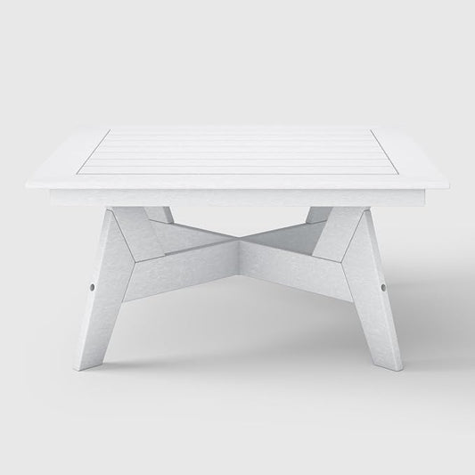 WestinTrends Avalon Modern Low Outdoor Patio Square HDPE Coffee Table, White