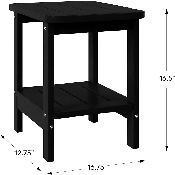 WestinTrends Aruba 2-Tier Outdoor HDPE Modern Adirondack Square Patio Side Table, Dark Brown